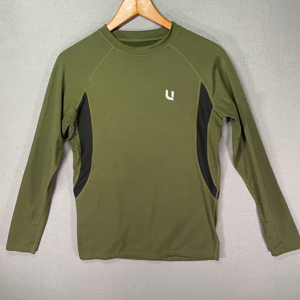 Compression Shirt‎ Mens Medium Olive Green Long Sleeve Athletic Stretch